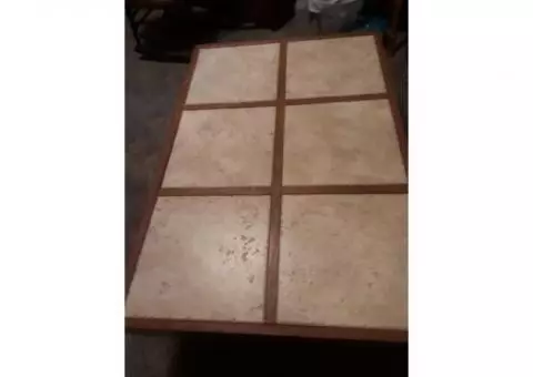 Tile and wood coffee table